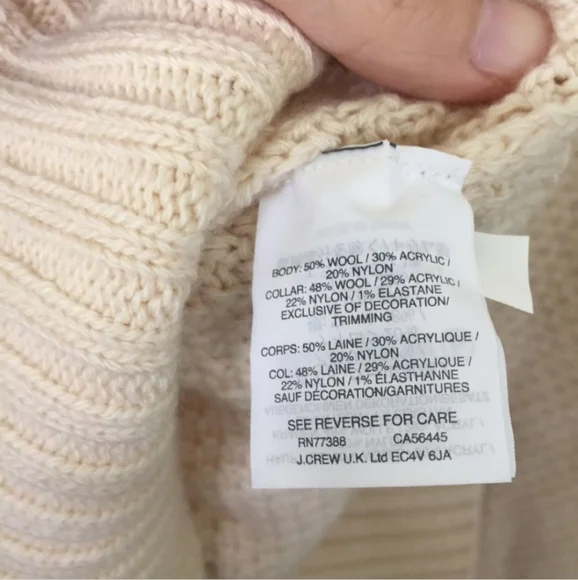 J. Crew Wool Embellished Cable Knit Turtleneck Sweater W/ Lace Detailing Ivory S - Picture 10 of 10